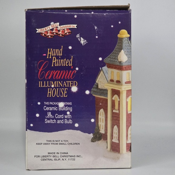 Vintage 1994 Hand Painted Ceramic Illuminated House Christmas Village Church - Picture 12 of 16